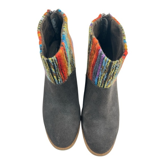 Toms Brown Suede Ankle Boots with Boho Design Size 6 Great Preowned Condition - Picture 2 of 8